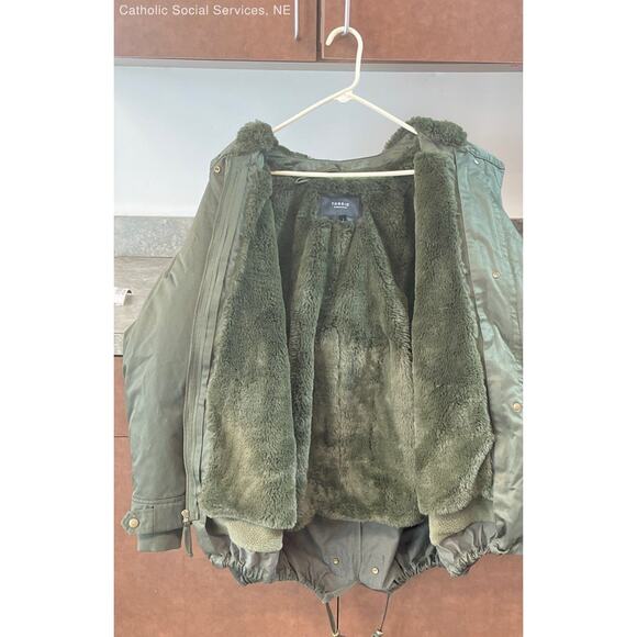 Torrid Olive Green Twill Faux Fur Hooded Anorak Winter Parka Jacket Size‎ 1 - Picture 4 of 12